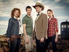 Alex Kingston, Arthur Darvill, Matt Smith and Amy Pond