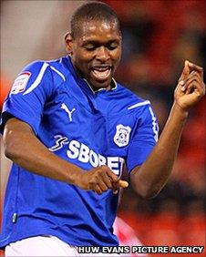 Jay Emmanuel-Thomas celebrates his goal