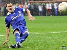 John Terry slips while taking a penalty in the 2008 Champions League final