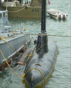 A drug submarine at Bahia Malaga, Colombia