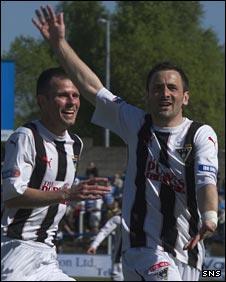 David Graham (right) celebrates his goal against Morton