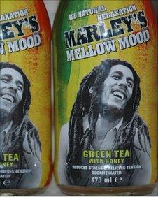 Bottles of the Marley green tea drink