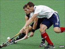 England's Matt Daly and New Zealand's Steven Edwards