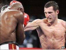 Carl Froch lands a punch in a hard-fought fight