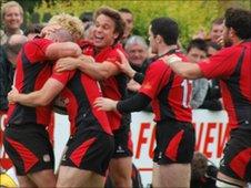 Jersey celebrate a try