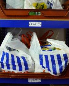 Shelf with bags