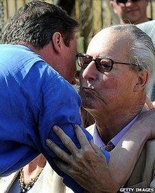 David Cameron with his father Ian at an event during the general election campaign