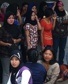 Migrant workers at training centre in JakartA