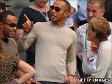 Nicholas Hamilton, Lewis Hamilton and Judy Murray