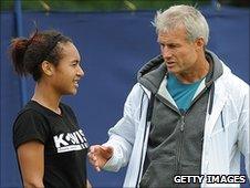 British tennis player Heather Watson and coach Nigel Sears