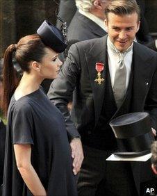 Victoria and David Beckham at the wedding of the Duke and Duchess of Cambridge