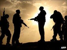 Silhouette of British soldiers