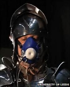 A man in medieval armour on a treadmill (pic: University of Leeds)