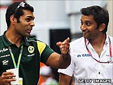 Team Lotus reserve Karun Chandhok and Hispania driver Narain Karthikeyan