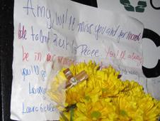 Tributes outside Amy Winehouse's flat