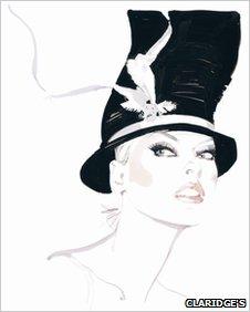 David Downton's illustration of Linda Evangelista