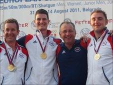 British shooting team with medals