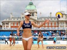 The beach volleyball took place at the Horse Guards Parade