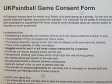 UK Paintball consent form