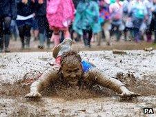 Muddy festival-goer at Leeds