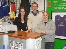 SportsTraider staff in Bedford (L - R) Ashley Kenlock, Michael Owen and Mandy Beal