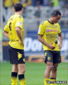 Robert Lewandowski and Antonio da Silva show their disappointment after Saturday's defeat against Hertha Berlin