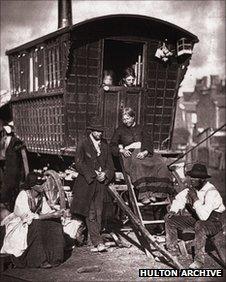 A Gypsy caravan at an encampment near Latimer Road, Notting Hill, London, circa 1877