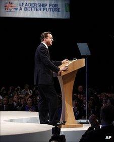 David Cameron speaking to the 2011 Conservative Party conference