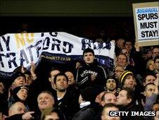 Tottenham fans protesting against a possible move