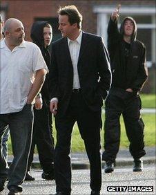 David Cameron on a tour of a Manchester estate in 2007