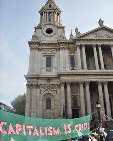 A banner outside St Paul's Cathedral