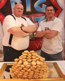 Mince pie eating contest winners Michael Doggrell and Lee Palmer
