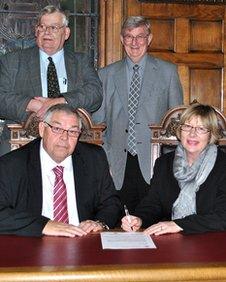 (Standing left), Councillor Richard Leggott and Councillor Peter Bedford, (seated) Councillor Paul Kenny and Councillor Helen Staples