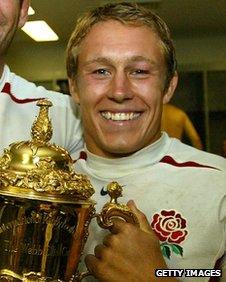 Jonny Wilkinson poses with the World Cup after the 2003 final