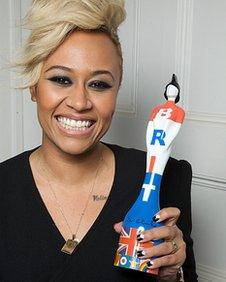 Emeli Sande with her Brit Award