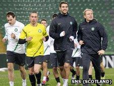 Celtic players training in Italy