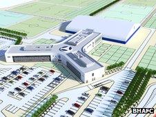 An artist's impression of Brighton's new training complex in West Sussex