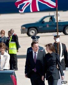 David Cameron entering a car at Andrews Air Force base in Washington, DC 13 March 2012