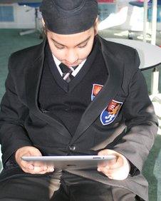 Lampton pupil using an iPad