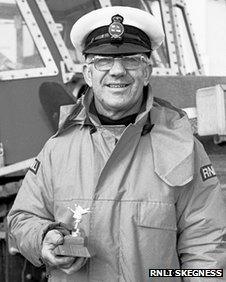 Joel Grunnill in 1984 following his retirement from Skegness lifeboat crew after 45 years service