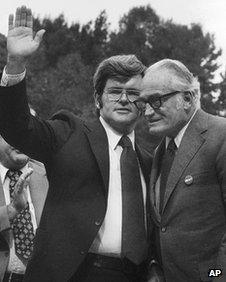 Newt Gingrich, left, with Senator Barry Goldwater in 1976