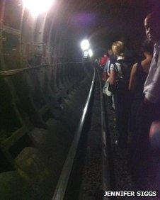 Passengers walking along the Jubilee line