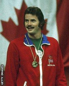 David Wilkie on the podium at Montreal, 1976