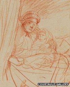 Saskia with one of her children 91635) by Rembrandt van Rijn image courtesy of The Courtauld Gallery, London