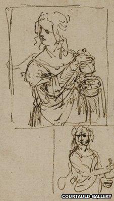 Studies for a Saint Mary Magdalene (1480-82) by Leonardo da Vinci image courtesy of The Courtauld Gallery, London