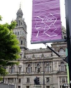 Glasgow has Olympic flags on display ahead of the London 2012 games