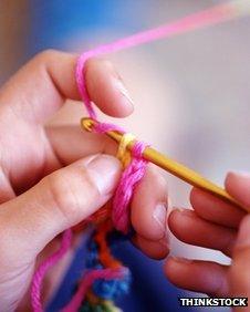 Person crocheting