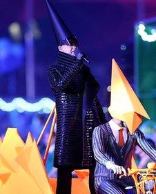 The Pet Shop Boys perform West End Girls at the Olympic closing ceremony