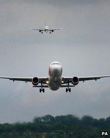 Flights arriving at Gatwick airport