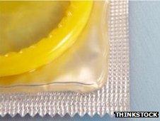 A stock image of a condom